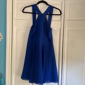 BLUE FLOWLY LULUS DRESS